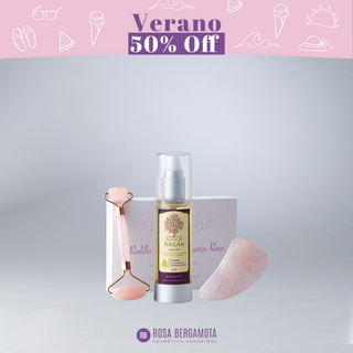 Pack Rodillo facial + Gua - Sha + Aceite de Argán 100% puro