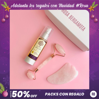 Pack Rodillo facial + Gua - Sha + Aceite de Argán 100% puro