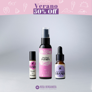 Pack Dulces Sueños: Agua Floral de Jazmín + Roll on Jazmín + Aceite Esencial de Lavanda